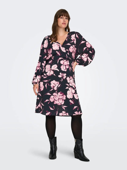 blomstret kjole ONLY Carmakoma CARLINKA Dress Black Floral
