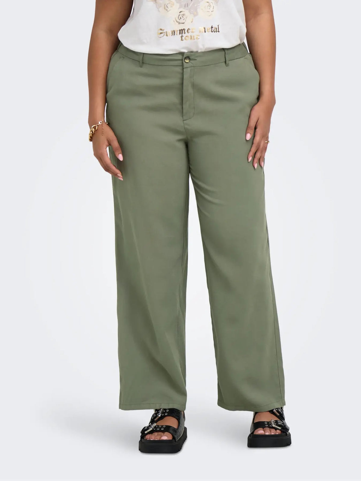 ONLY CARARIS LIFE HW STRAIGHT PANTS (Smokey Olive)