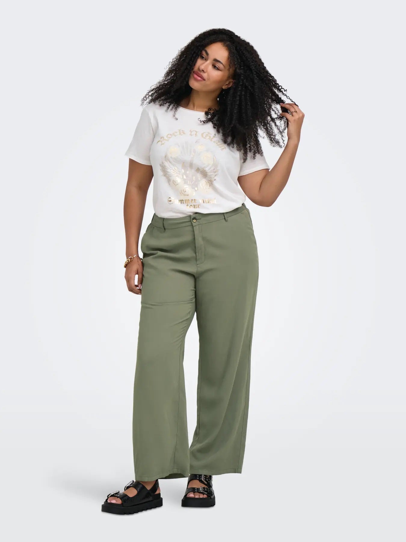 ONLY CARARIS LIFE HW STRAIGHT PANTS (Smokey Olive)