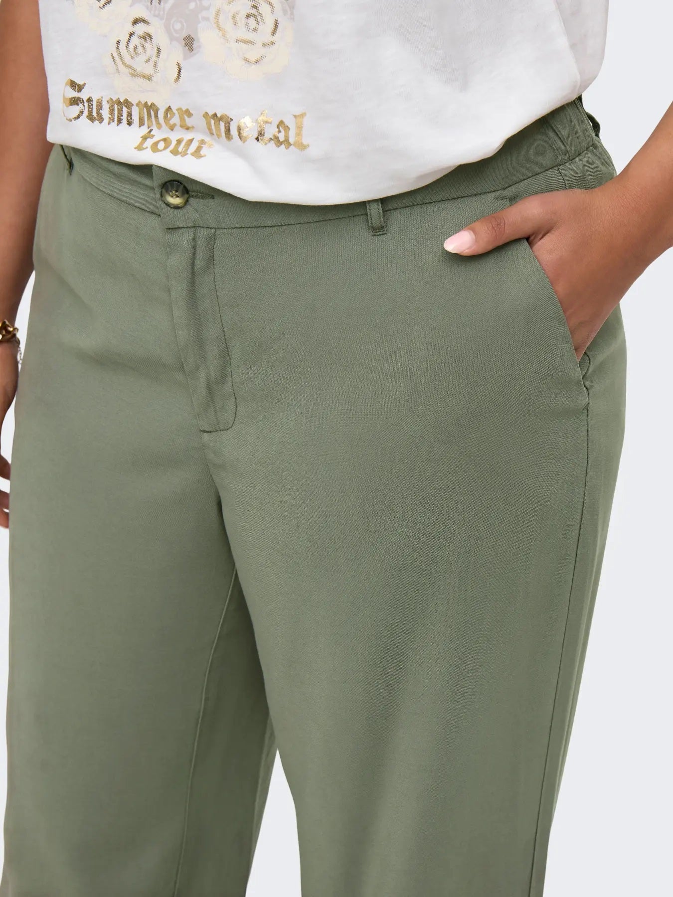 ONLY CARARIS LIFE HW STRAIGHT PANTS (Smokey Olive)