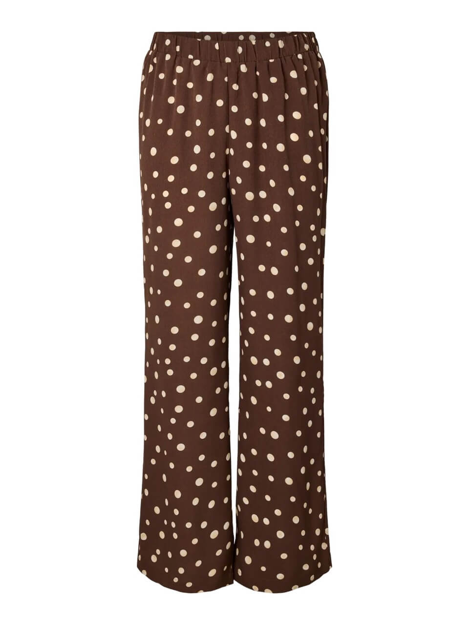 prikkede bukser i brun. PIECES PCMOKKA PANTS Coffee Quartz Dots