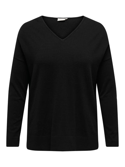 ONLY Carmakoma CARIBI LS LOOSE V-NECK KNT | Black