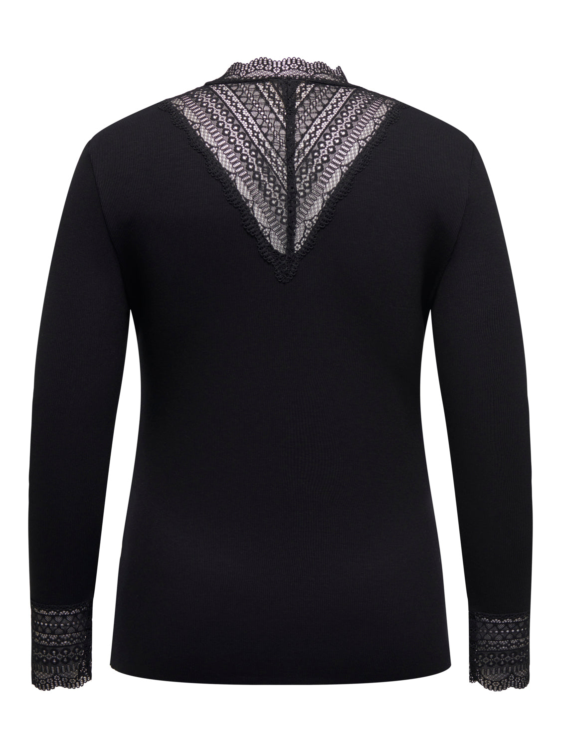 ONLY Carmakoma CARTILDE RIB LACE L/S TOP | Black