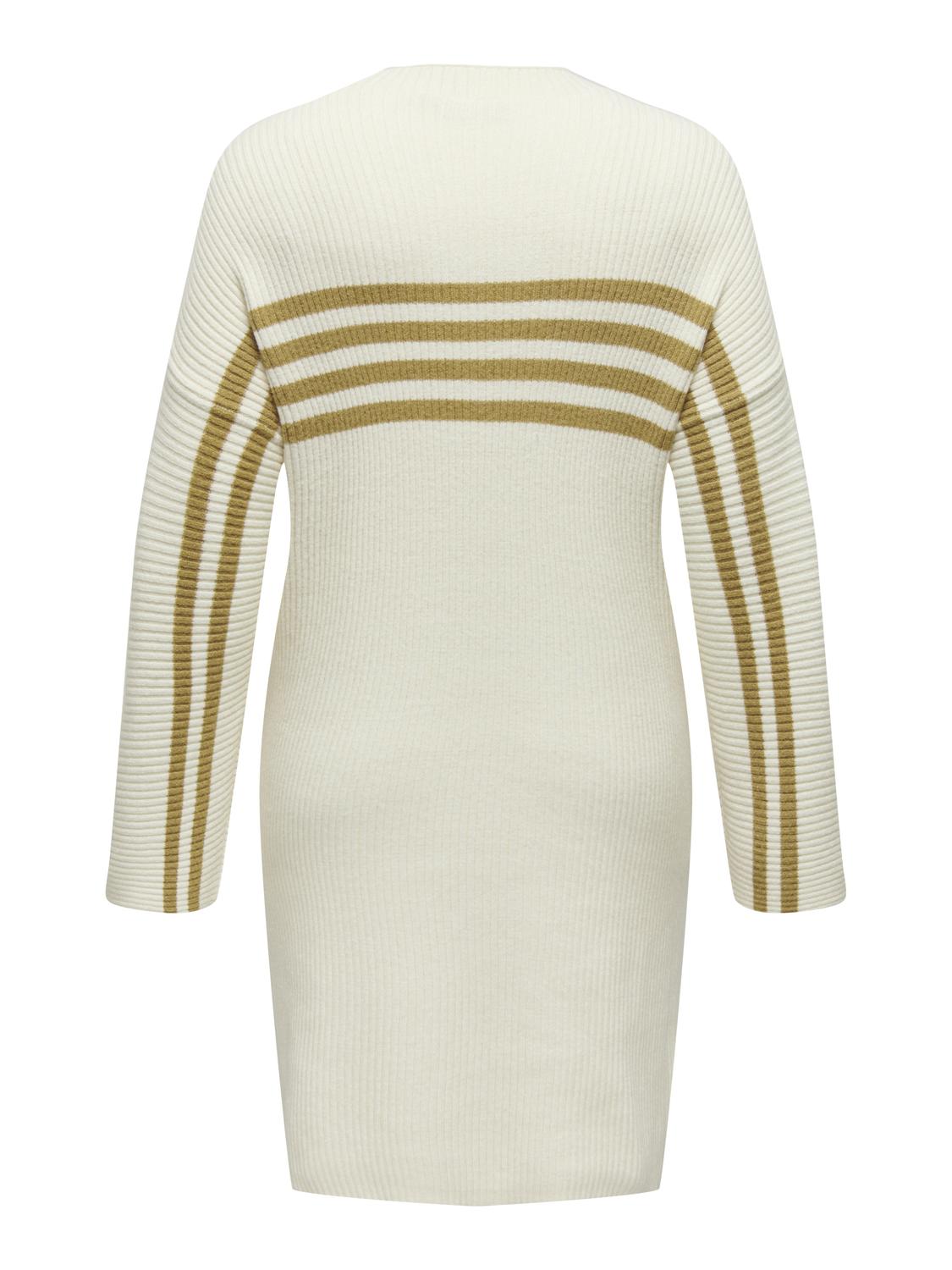 ONLY Carmakoma CARKATIA LS STRIPE MOCKNECK DRESS | Whitecap Gray Mel