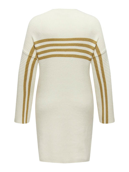 ONLY Carmakoma CARKATIA LS STRIPE MOCKNECK DRESS | Whitecap Gray Mel