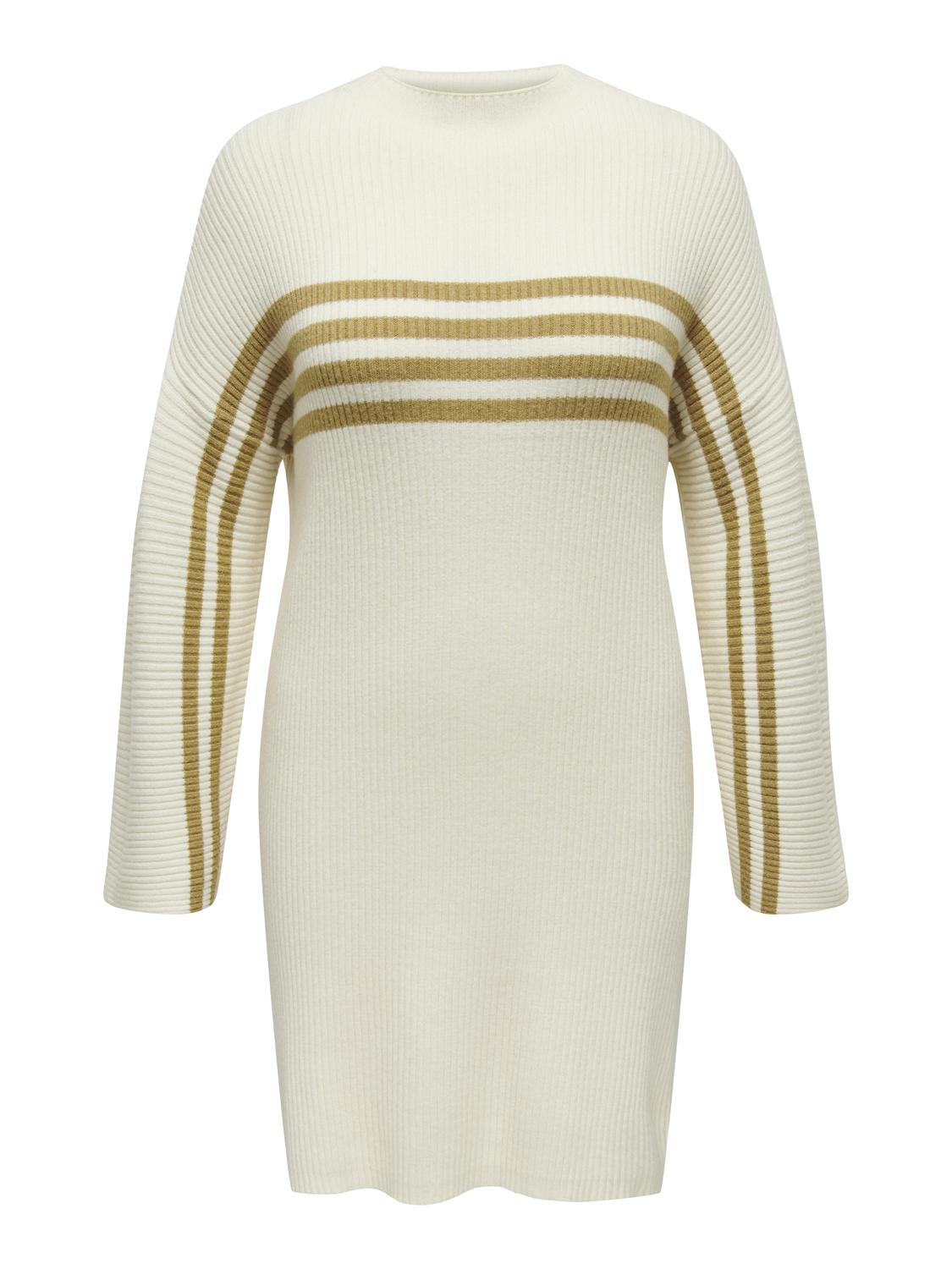 ONLY Carmakoma CARKATIA LS STRIPE MOCKNECK DRESS | Whitecap Gray Mel