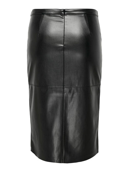 ONLY Carmakoma CARNEWOLINE FAUX LEATHER SKIRT | Black