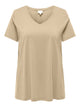 ONLY Carmakoma Pale Khaki T-Shirt CARBONNIE LIFE S/S V A-SHAPE TEE NOOS
