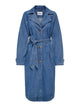 ONLY Medium Blue Denim Coat ONLMALOU BELTED TRENCH DNM GUA FW