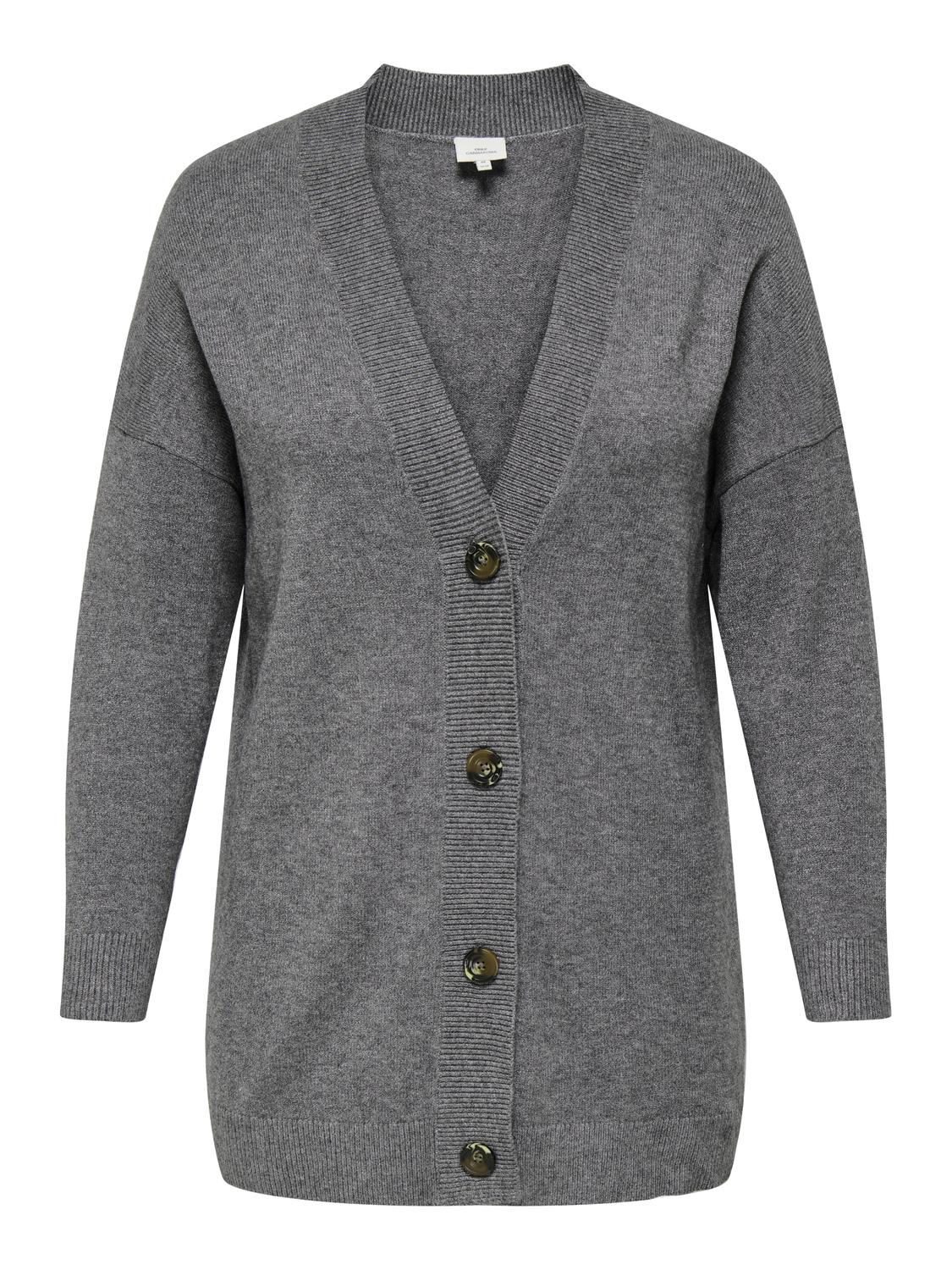 ONLY Carmakoma CARESLY LS BUTTON CARDIGAN | Chocolate Torte Melange