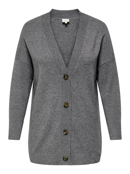 ONLY Carmakoma CARESLY LS BUTTON CARDIGAN | Chocolate Torte Melange