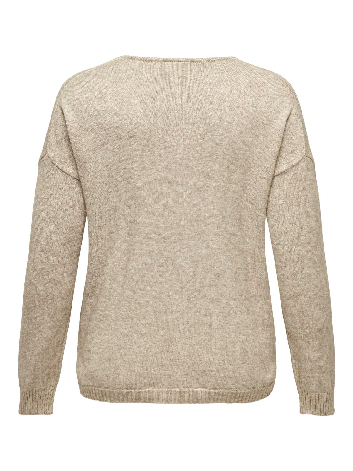 ONLY Carmakoma CARMARGARETA LS PULLOVER | Beige Melange