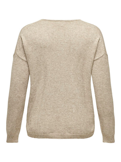 ONLY Carmakoma CARMARGARETA LS PULLOVER | Beige Melange