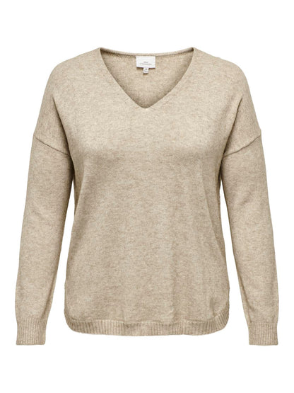 ONLY Carmakoma CARMARGARETA LS PULLOVER | Beige Melange