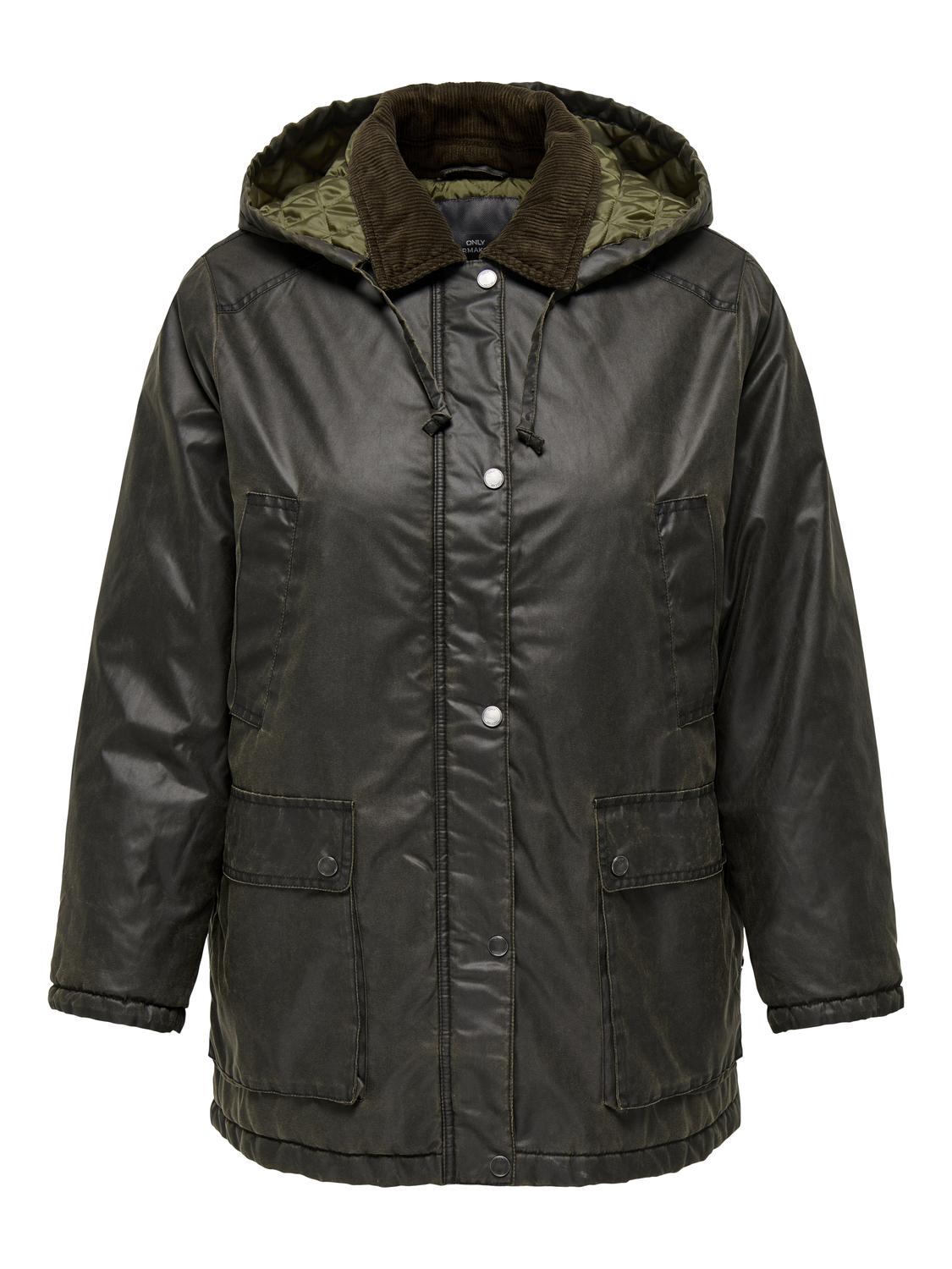 ONLY Carmakoma CARMOUNTAIN HOOD WASHED JACKET | Peat Chocolate brown