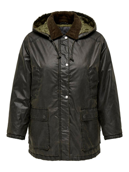 ONLY Carmakoma CARMOUNTAIN HOOD WASHED JACKET | Peat Chocolate brown