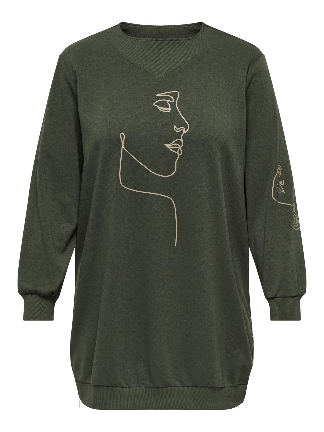 ONLY Carmakoma Kambaba DRAWN FACE Sweatshirt CARETTE LS LONG SWEAT JRS