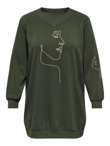 ONLY Carmakoma Kambaba DRAWN FACE Sweatshirt CARETTE LS LONG SWEAT JRS