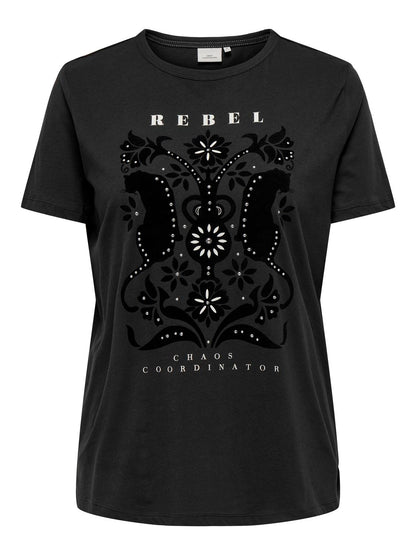 ONLY Carmakoma Phantom REBEL W PEARLS T-Shirt CARMIKO LIFE SS REG TEE JRS