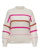 ONLY Carmakoma Birch Knockout Pink/Autumn Glaze/PINK-A-B Pullover CARMY LS STRIPE HIGH NECK KNT