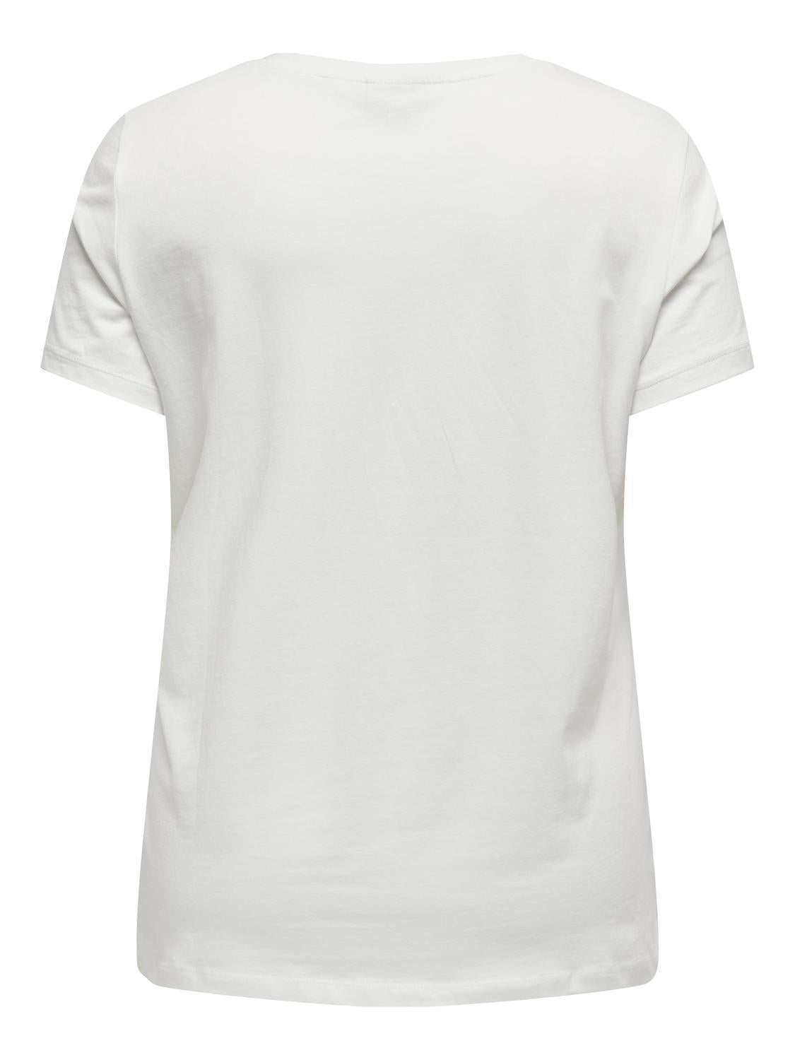 ONLY Carmakoma Cloud Dancer FOIL LIPS T-Shirt CARLYDIA LIFE SS V-NECK REG TEE JRS