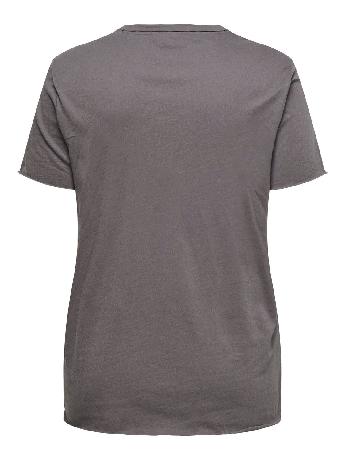 ONLY Carmakoma Plum Kitten NEW YORK GLITTER T-Shirt CARMIKO LIFE SS REG TEE JRS