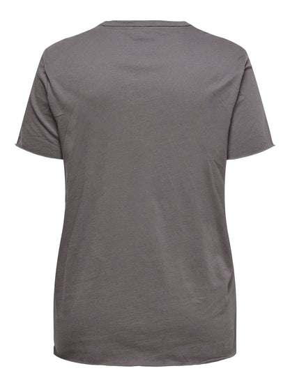 ONLY Carmakoma Plum Kitten NEW YORK GLITTER T-Shirt CARMIKO LIFE SS REG TEE JRS