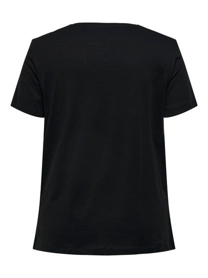 ONLY Carmakoma Black Marilyn w. lolli pop T-Shirt CARNEWMARILYN SS REG TEE LCS JRS