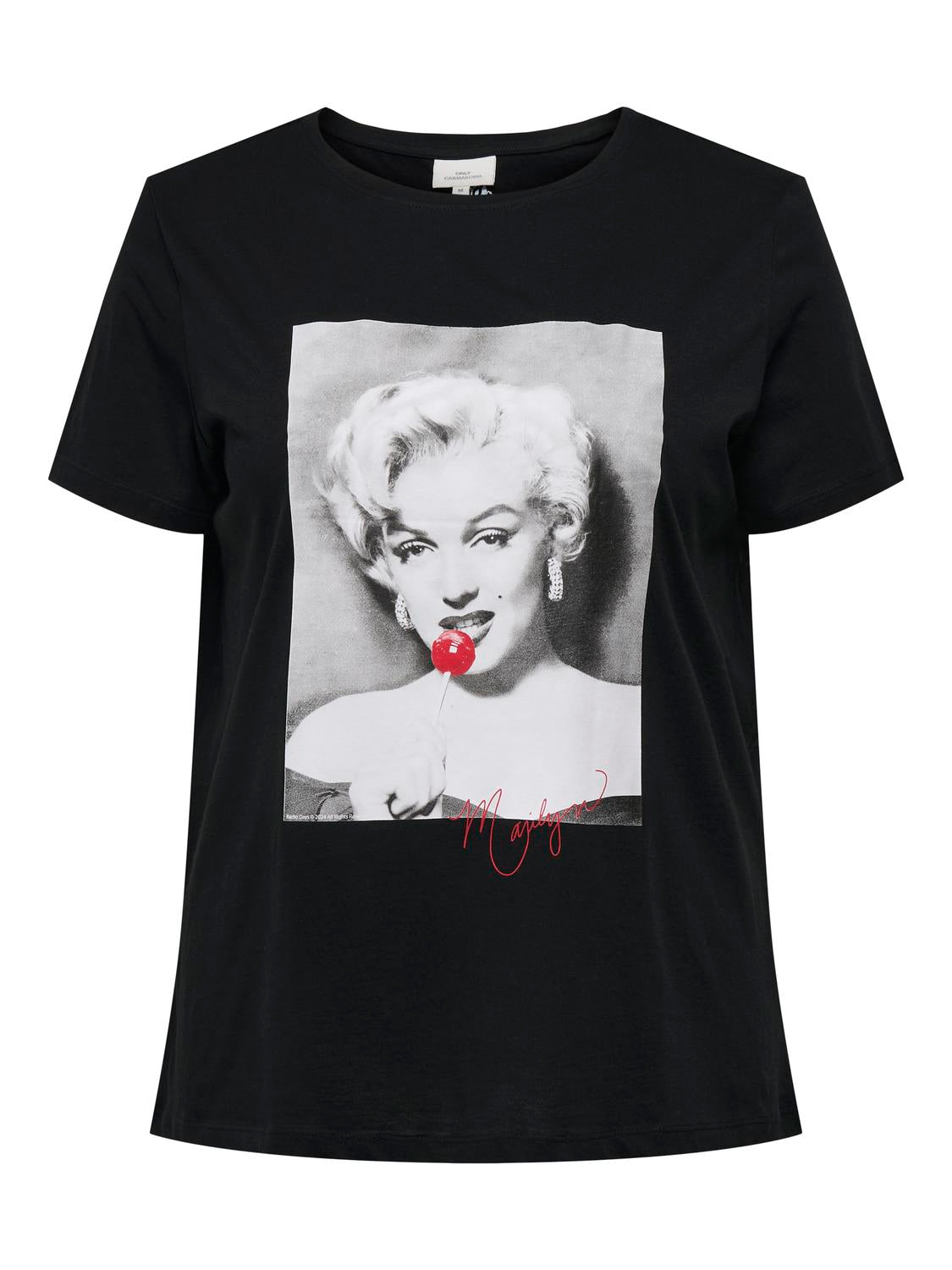 ONLY Carmakoma Black Marilyn w. lolli pop T-Shirt CARNEWMARILYN SS REG TEE LCS JRS