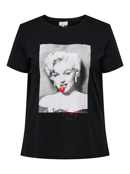 ONLY Carmakoma Black Marilyn w. lolli pop T-Shirt CARNEWMARILYN SS REG TEE LCS JRS