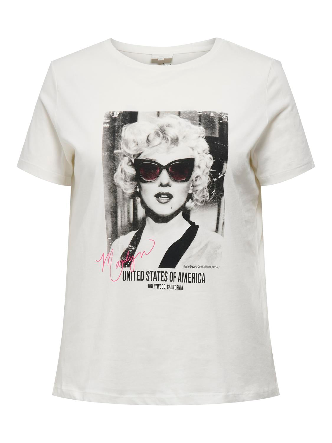 ONLY Carmakoma Cloud Dancer MARILYN MONROE T-Shirt CARNEWMARILYN SS REG TEE LCS JRS