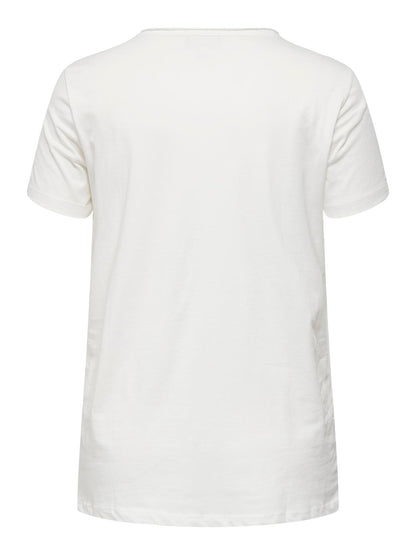 ONLY Carmakoma Cloud Dancer MIAMI BEACH T-Shirt CARARNA LIFE SS REG TEE JRS