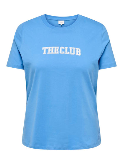 ONLY Carmakoma Azure Blue The Club T-Shirt CARSEBBE 2/4 JEANS TEE JRS