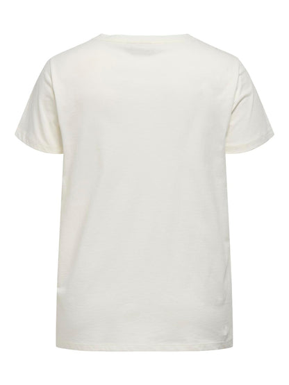 ONLY Carmakoma CARLEOLA SS O-NECK TEE | Cloud Dancer LEO HEARTS