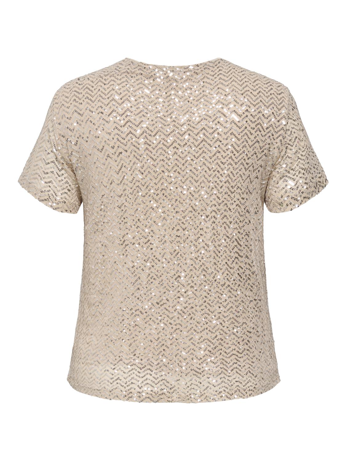 ONLY Carmakoma CARVIVIANA TOP | Frosted Almond Silver Sequins