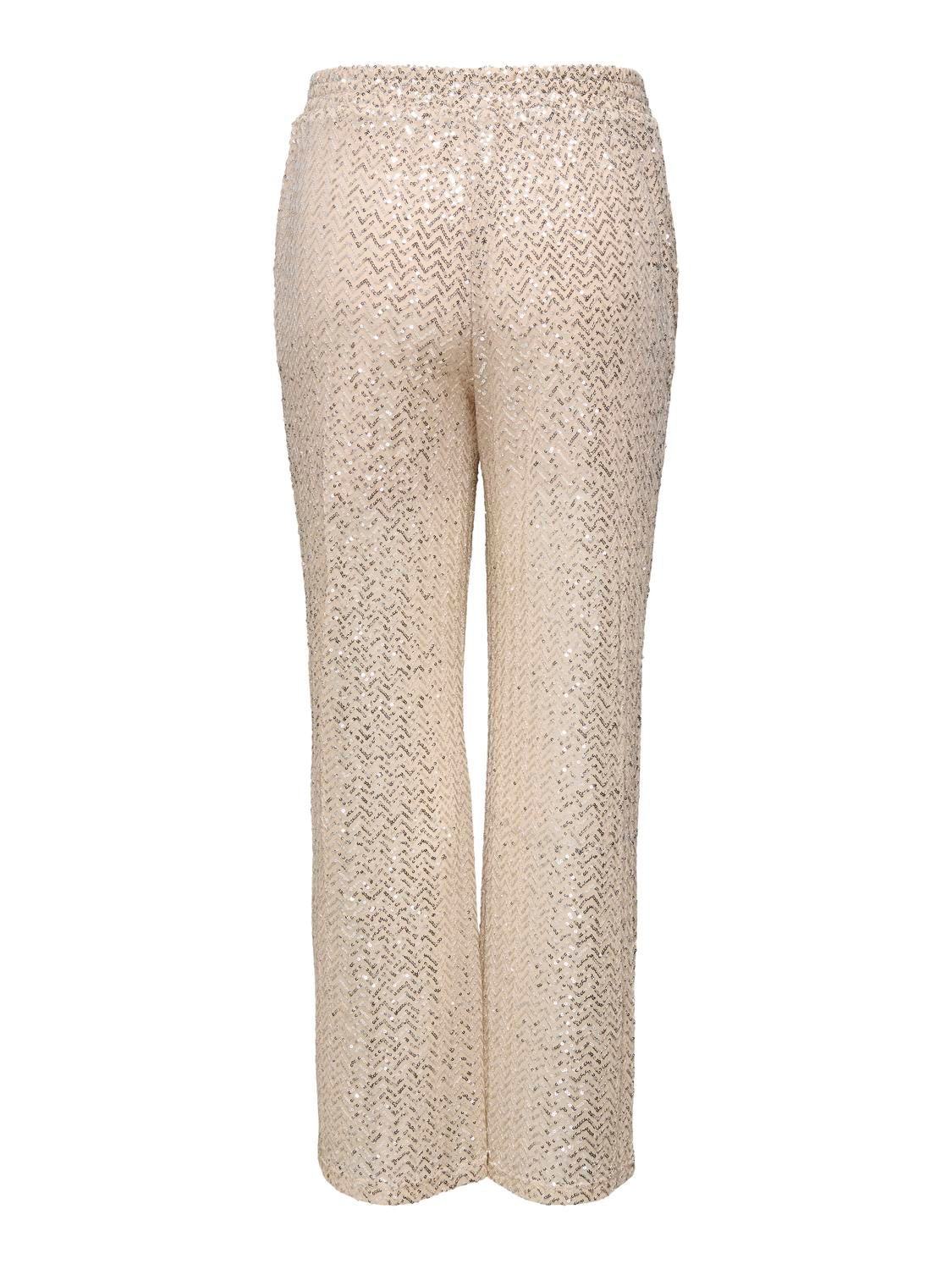 ONLY Carmakoma CARVIVIANA Pant | Frosted Almond Silver Sequins