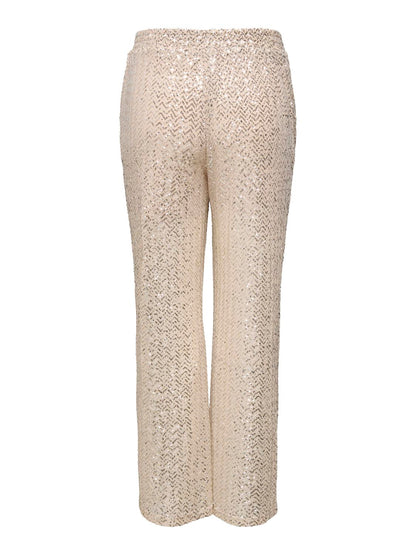 ONLY Carmakoma CARVIVIANA Pant | Frosted Almond Silver Sequins
