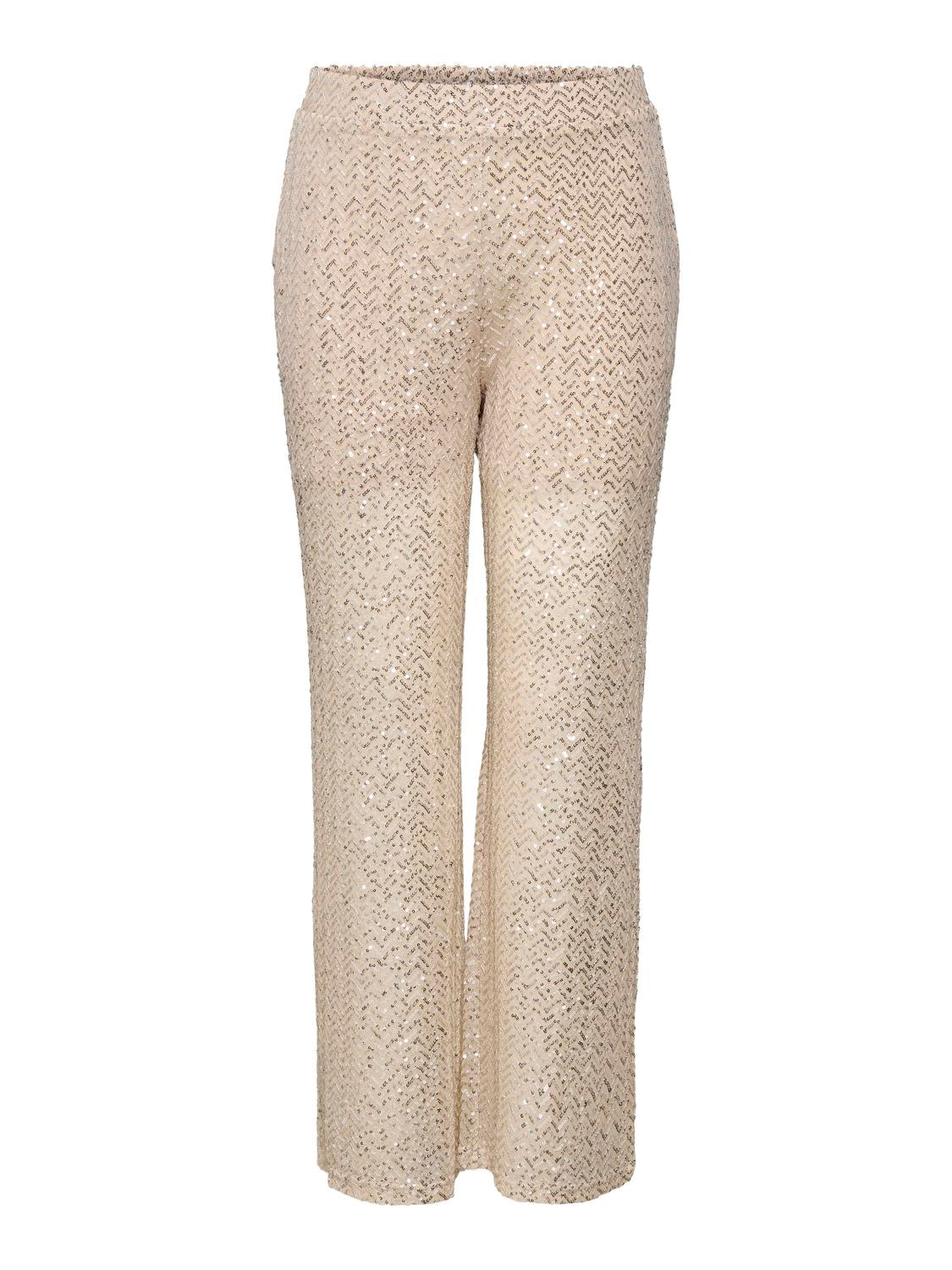 ONLY Carmakoma CARVIVIANA Pant | Frosted Almond Silver Sequins