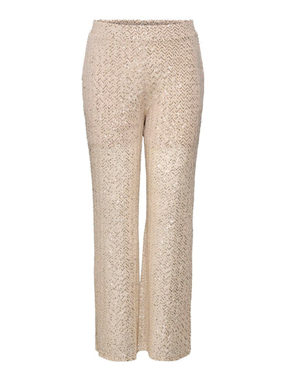 ONLY Carmakoma CARVIVIANA Pant | Frosted Almond Silver Sequins