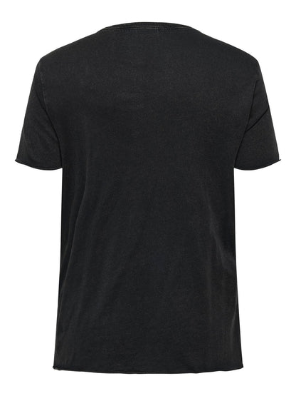 ONLY Carmakoma Black Born Again T-Shirt CARMIKO LIFE WASHED SS REG TEE JRS