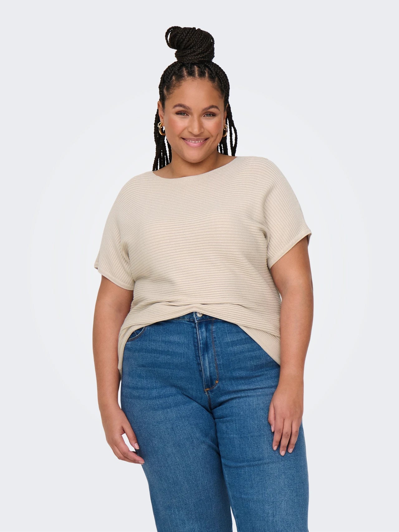 ONLY Carmakoma CARADALINE S/S PULLOVER KNT | Pumice Stone