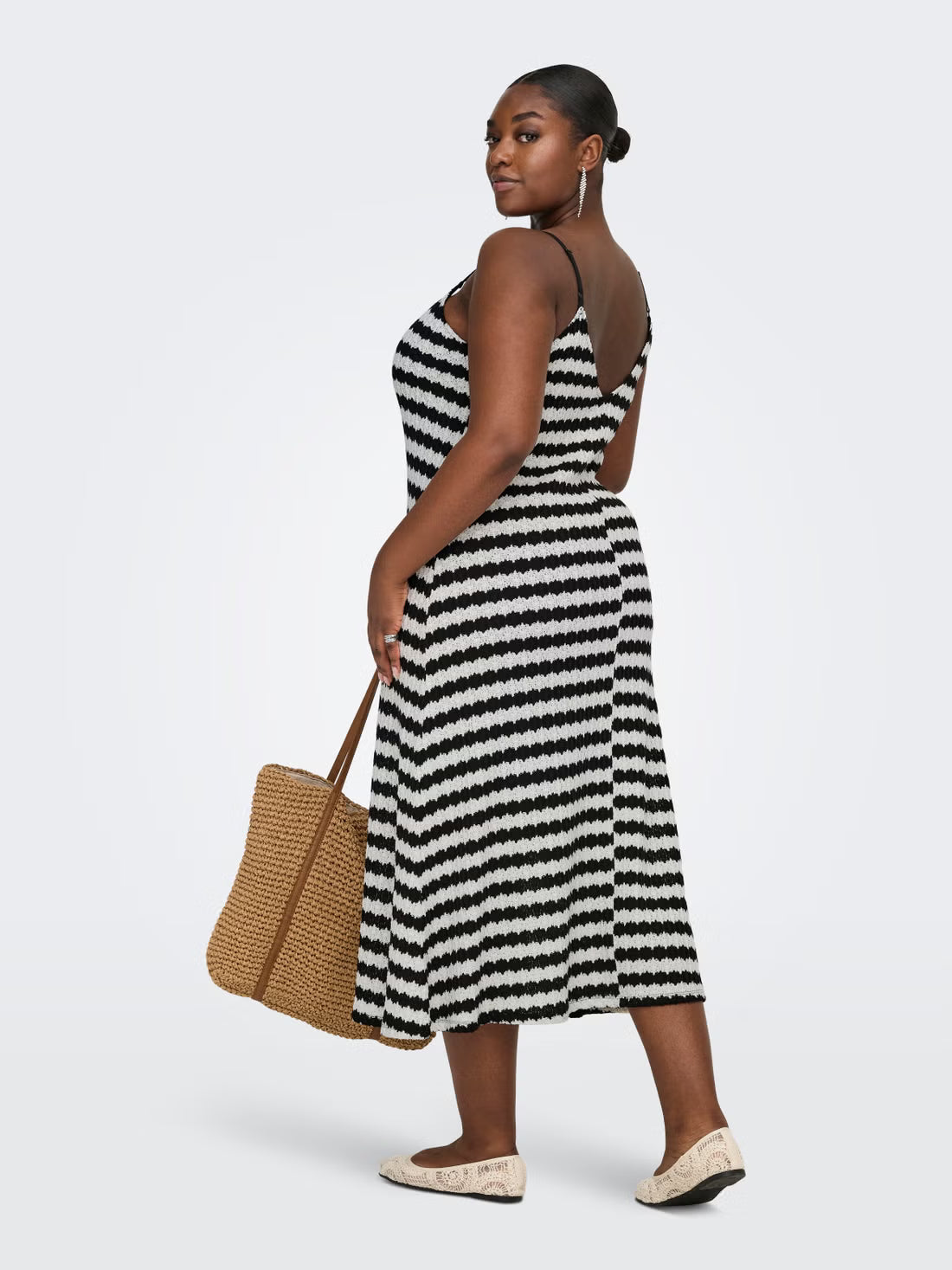 CAREVARA S/L STRIPE DRESS JRS - Black Cloud Dancer