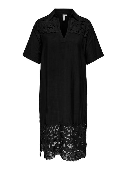 CARGELINA JOANNA V-NECK CALF DRESS WVN - Black