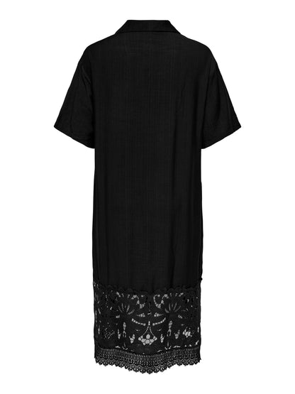 CARGELINA JOANNA V-NECK CALF DRESS WVN - Black