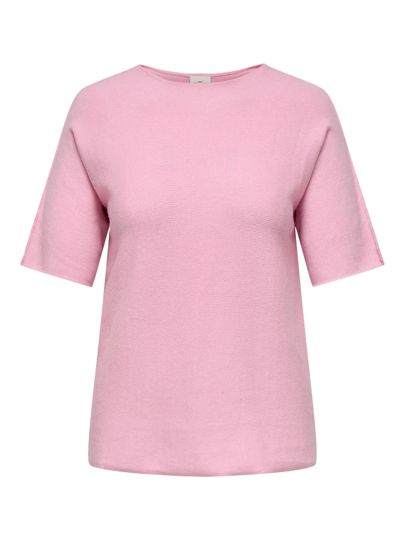 kortærmet lyserød t-shirt i strik. ONLY Carmakoma CARMARGARETA Pullover Roseate Spoonbill