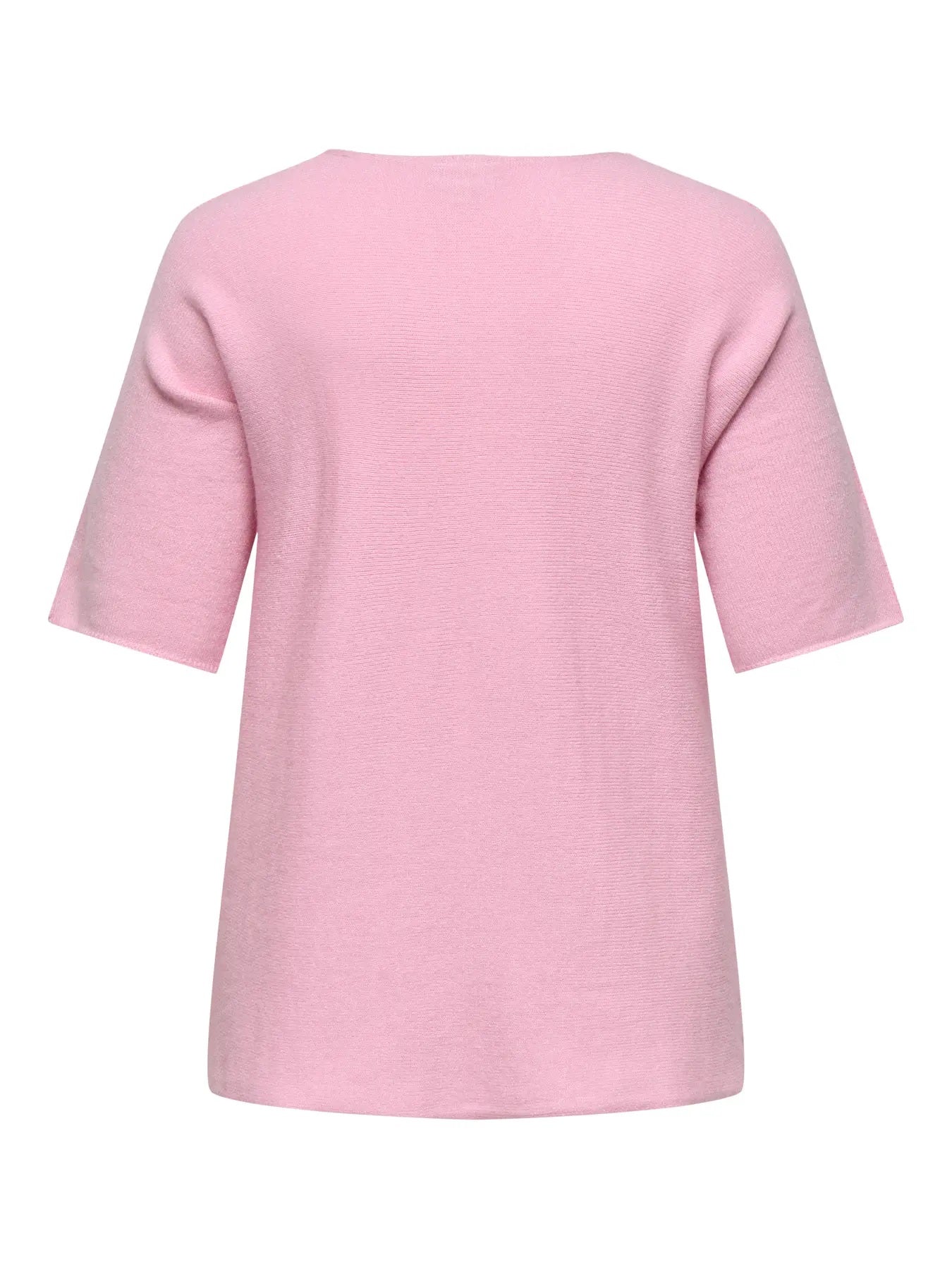 ryggen af kortærmet lyserød t-shirt i strik. ONLY Carmakoma CARMARGARETA Pullover Roseate Spoonbill