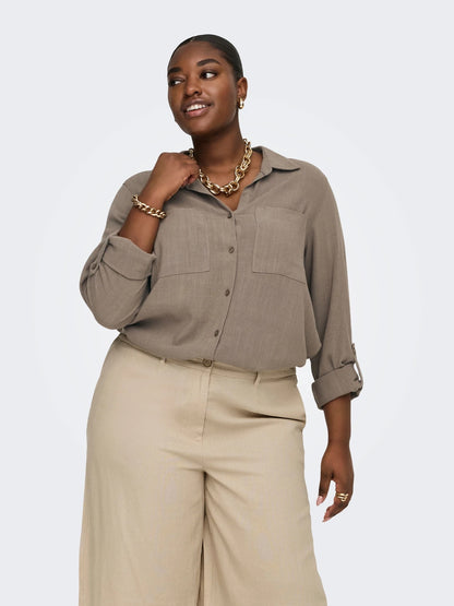 ONLY CARMAKOMA - CARSIESTA YASMIN LS LI BL SHIRT - Walnut