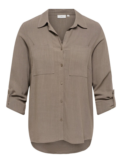 ONLY CARMAKOMA - CARSIESTA YASMIN LS LI BL SHIRT - Walnut