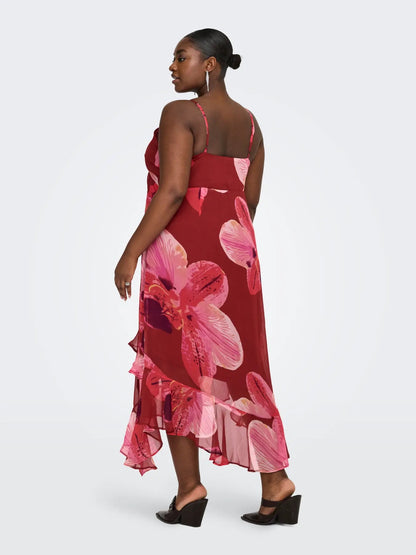 CARASTA STRAP FRILL ANKLE DRESS – Spiced Apple GIGA ORCHID