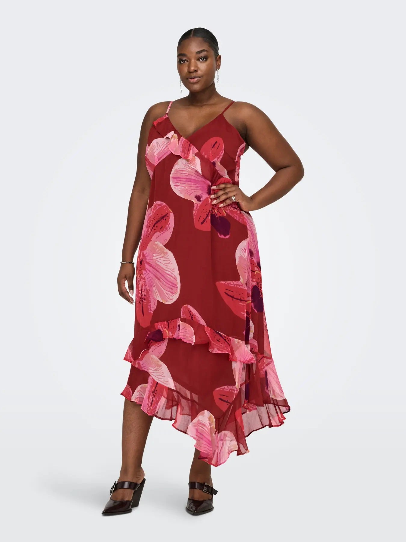 CARASTA STRAP FRILL ANKLE DRESS – Spiced Apple GIGA ORCHID